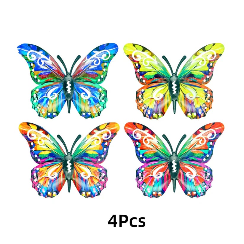 🦋4Pcs Butterfly Metal Wall Decor,Outdoor Hanging Wall Art Sculptures Decoration