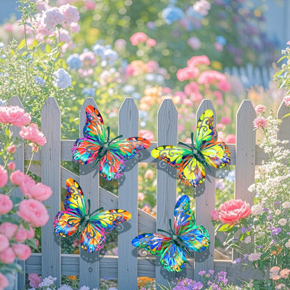 🦋4Pcs Butterfly Metal Wall Decor,Outdoor Hanging Wall Art Sculptures Decoration