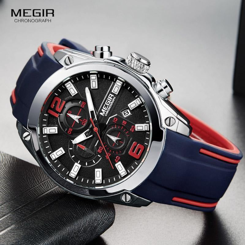MEGIR Men's Waterproof Chronograph Sports Watch | Luminous Quartz Analog Watch with Date