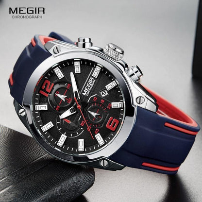 MEGIR Men's Waterproof Chronograph Sports Watch | Luminous Quartz Analog Watch with Date